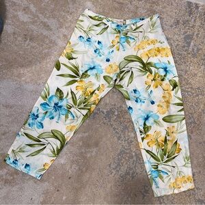 Tommy Bahama Tropical Floral Cropped Pants - Blue, Yellow, Green